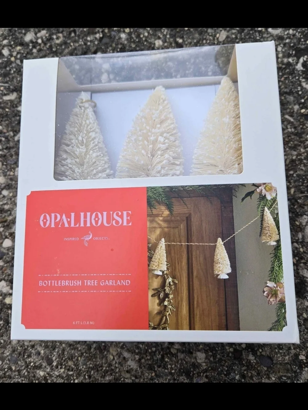 Opalhouse Ivory White/Gold Bottle Brush Tree Garland